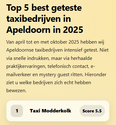 Uitslag 2025 TAXI in APELDOORN